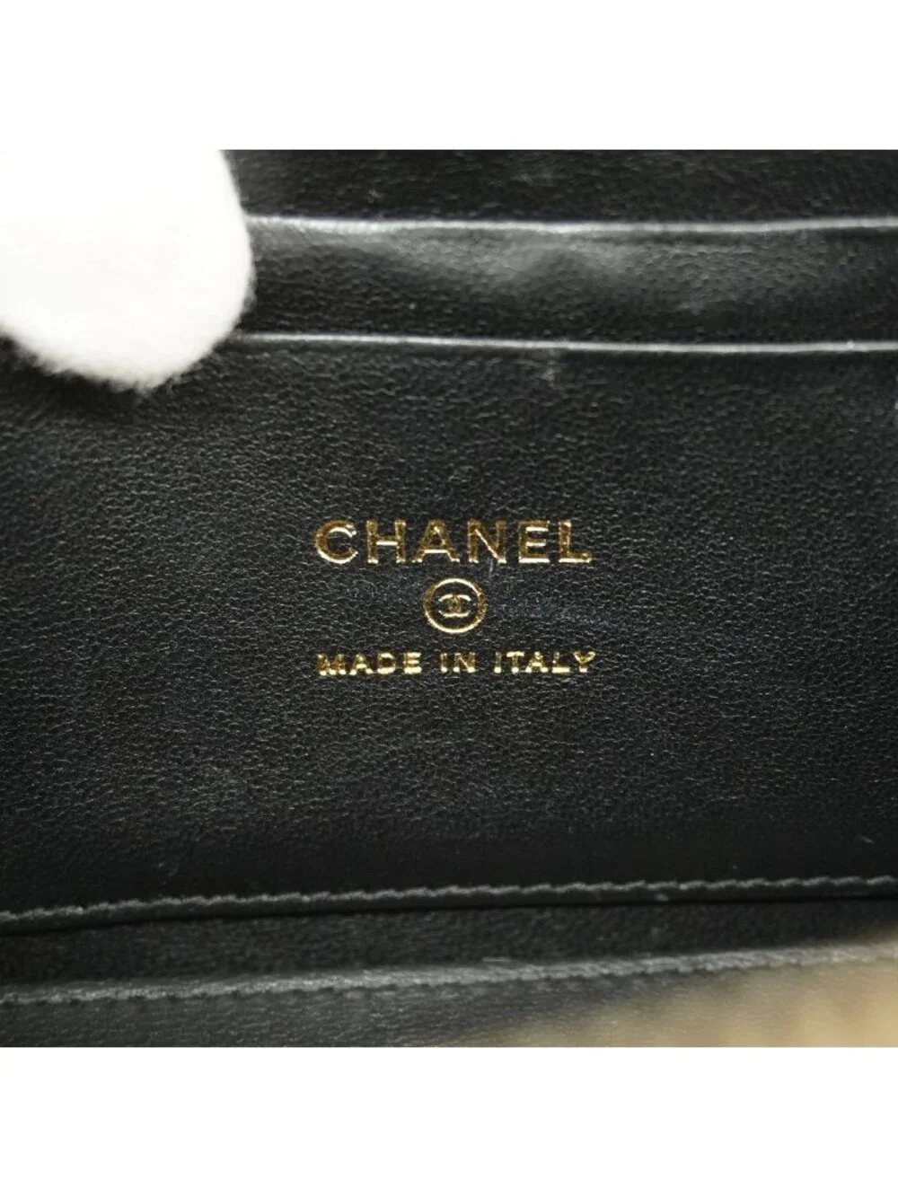 Chanel Vanity Bag Quilted Lambskin Black Champagne Gold